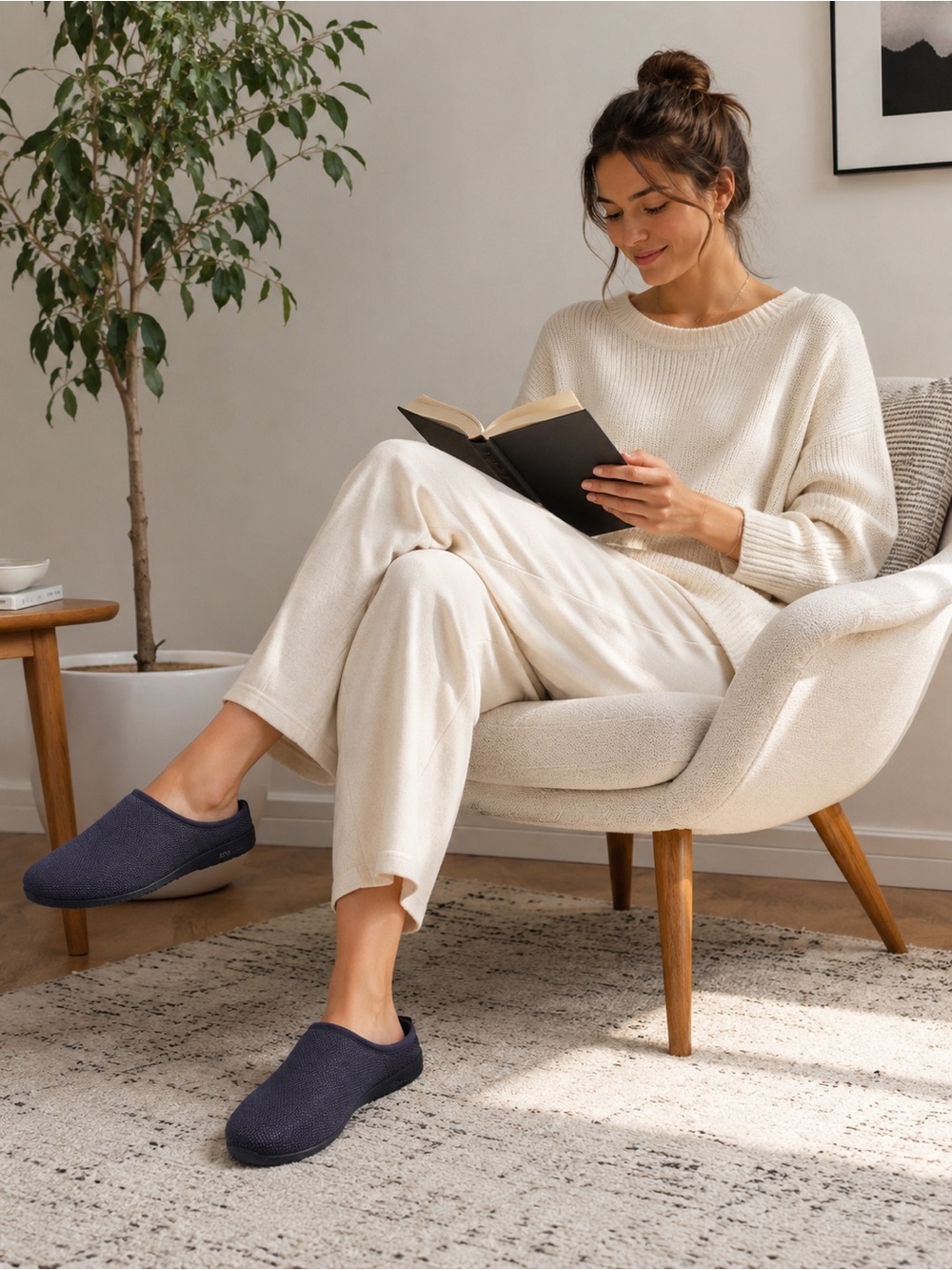 Mahabis Summer Navy Knit Indoor Outdoor Slippers EU 41 Comfort Shoes